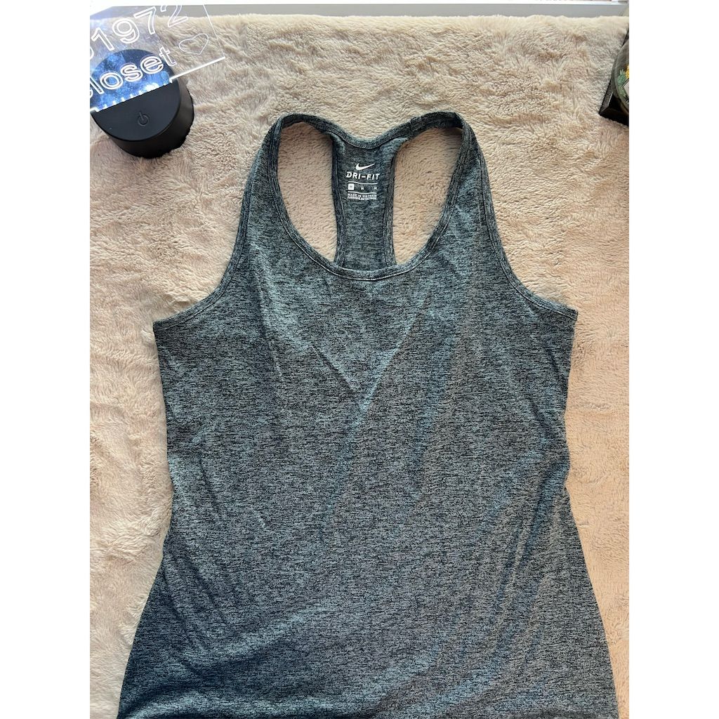 Nike Women's Gray Racerback Tank Top Standard Dri-Fit Gym Yoga Sleeveles
